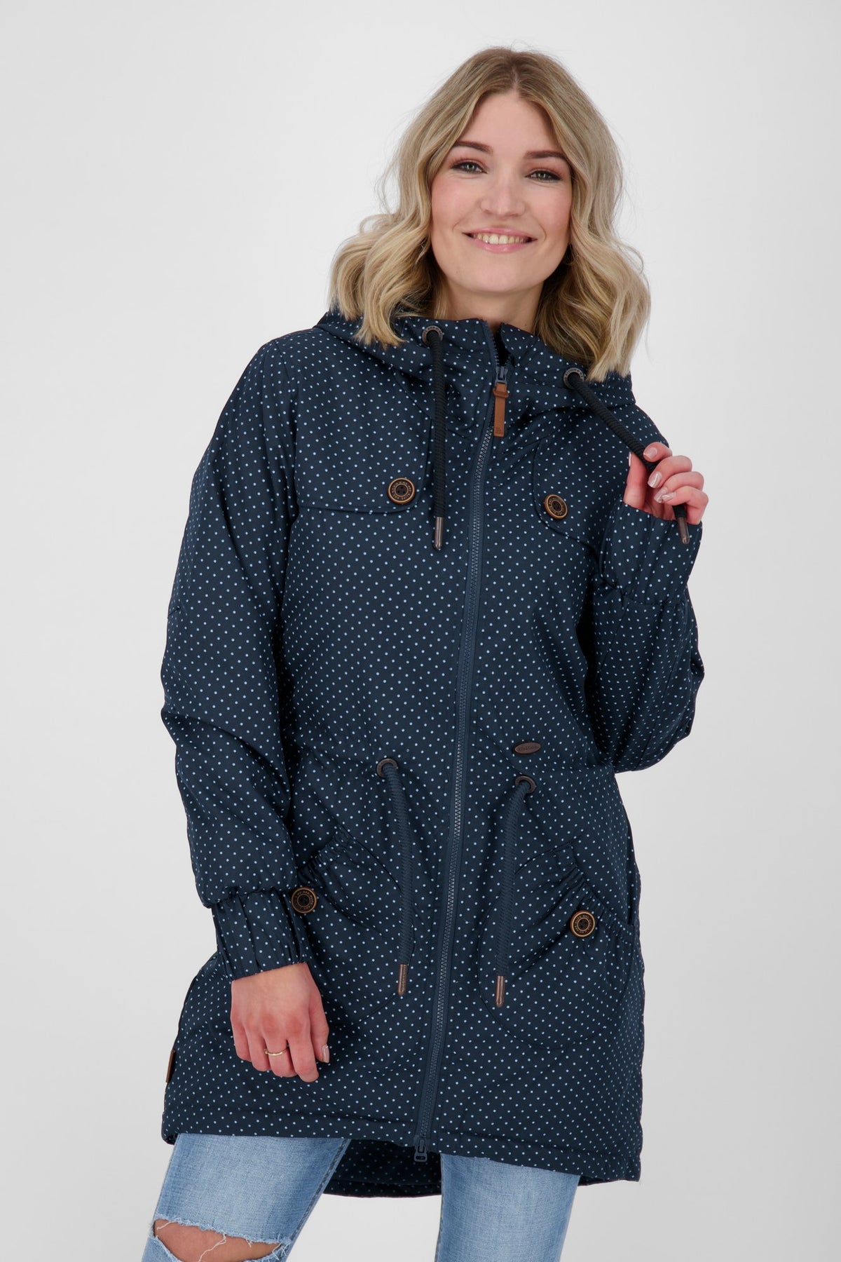 ALIFE & KICKIN Damen Parka CharlotteAK gepunktet Marine gepunktet (marine dots)