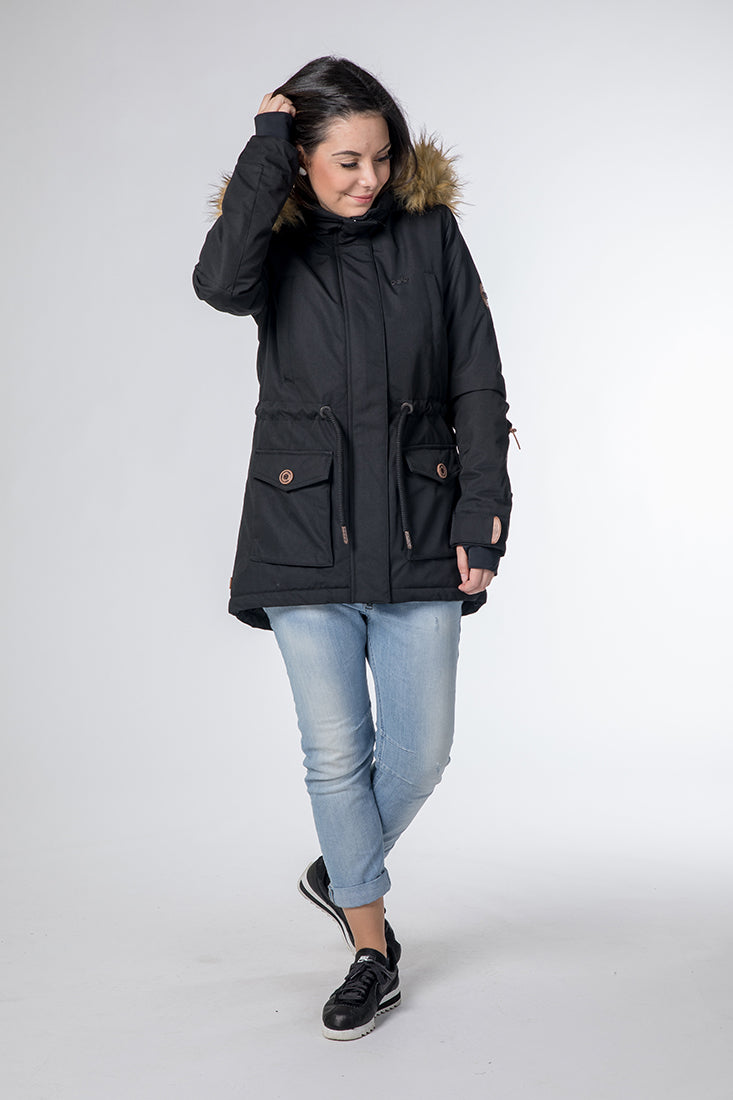 CNSRD Damen Funktionsparka Abbey Flora Black