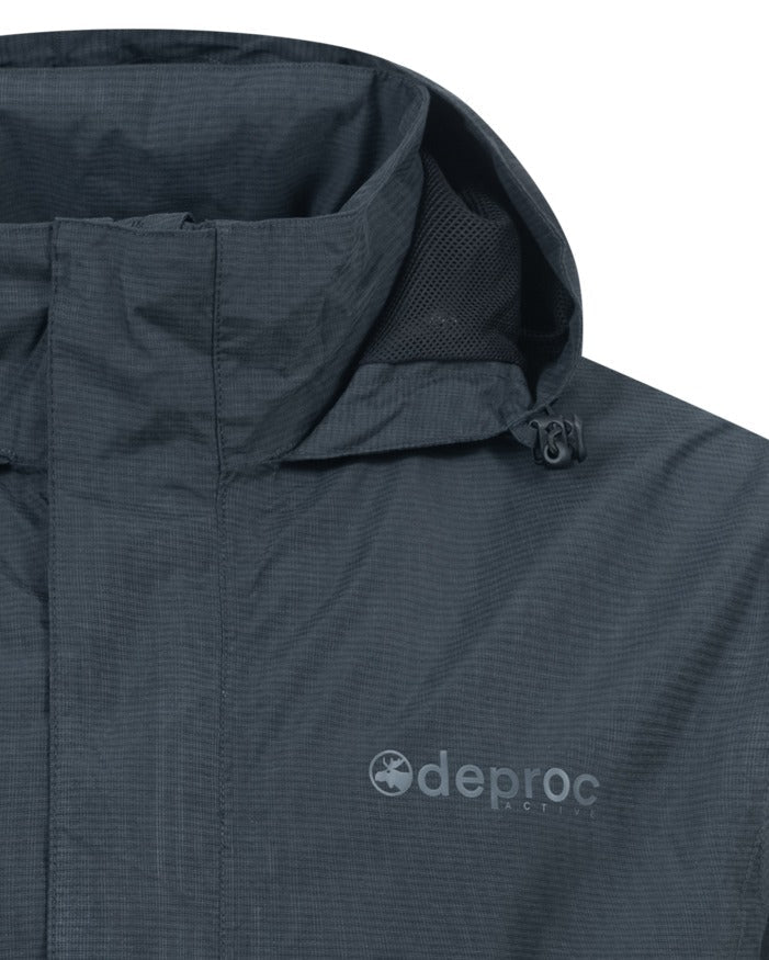 DEPROC LAVAL MEN Outdoorjacke in schwarz, Detailansicht Kragen und Kapuze