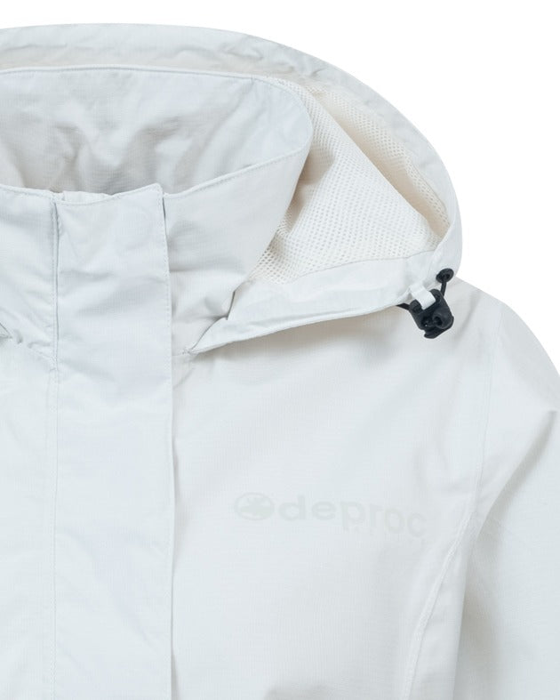 DEPROC LAVAL LONG WOMEN Outdoorjacke in offwhite, Detailansicht Kragen und Kapuze
